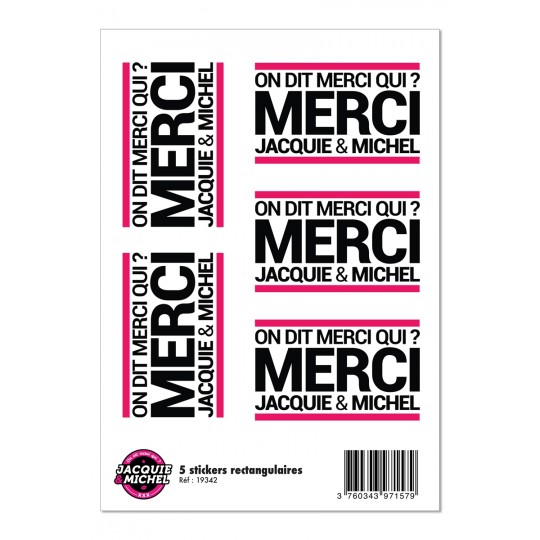 5 stickers J&M blanc logo rectangle